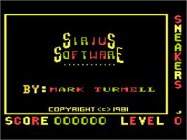 Title screen of Sneakers on the Atari 8-bit.