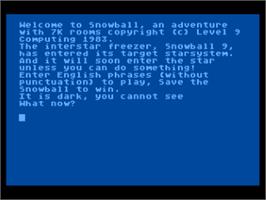 Title screen of Snowball on the Atari 8-bit.