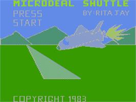 Title screen of Space Shuttle on the Atari 8-bit.