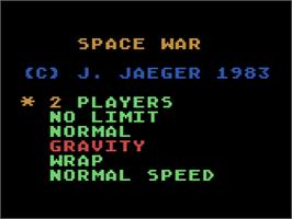 Title screen of Space War on the Atari 8-bit.