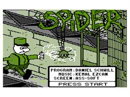 Title screen of Spider-Man on the Atari 8-bit.