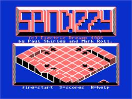 Title screen of Spindizzy on the Atari 8-bit.