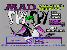 Title screen of Spy vs. Spy: Volumes 1 & 2 on the Atari 8-bit.