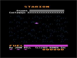 Title screen of Starion on the Atari 8-bit.