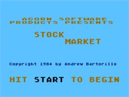 Title screen of Stock Market - The Game on the Atari 8-bit.