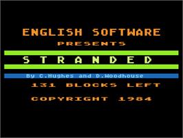 Title screen of Stranded on the Atari 8-bit.