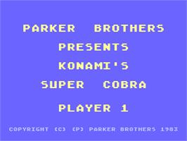 Title screen of Super Cobra on the Atari 8-bit.