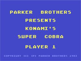 Title screen of Super Cobra on the Atari 8-bit.