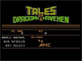 Title screen of Tales Of Dragons And Cavemen on the Atari 8-bit.