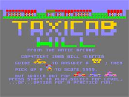 Title screen of Taxicab Hill on the Atari 8-bit.