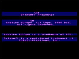 Title screen of Theatre Europe on the Atari 8-bit.