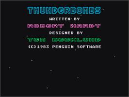 Title screen of Thunder Bombs on the Atari 8-bit.