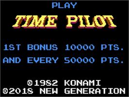 Title screen of Time Pilot on the Atari 8-bit.
