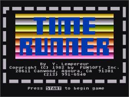 Title screen of Time Runner on the Atari 8-bit.