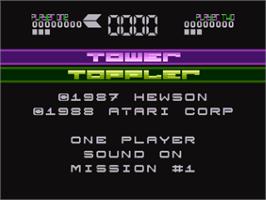 Title screen of Tower Toppler on the Atari 8-bit.