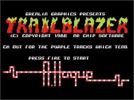 Title screen of Trail Blazer on the Atari 8-bit.