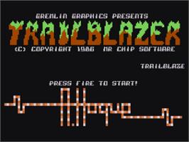 Title screen of Trailblazer on the Atari 8-bit.