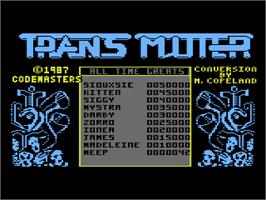 Title screen of Transmuter on the Atari 8-bit.
