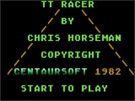 Title screen of Tt Racer on the Atari 8-bit.