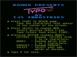 Title screen of Typo on the Atari 8-bit.