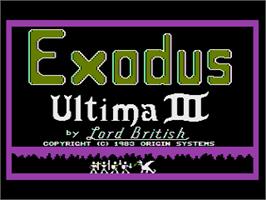 Title screen of Ultima 3 - Exodus on the Atari 8-bit.