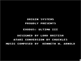 Title screen of Ultima III: Exodus on the Atari 8-bit.