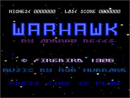 Title screen of Warhawk on the Atari 8-bit.