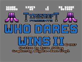 Title screen of Who Dares Wins 2 on the Atari 8-bit.