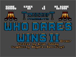 Title screen of Who Dares Wins 2 on the Atari 8-bit.