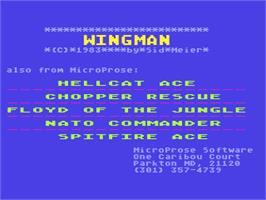 Title screen of Wingman on the Atari 8-bit.