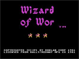 Title screen of Wizard of Wor on the Atari 8-bit.