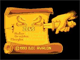 Title screen of Zeus on the Atari 8-bit.