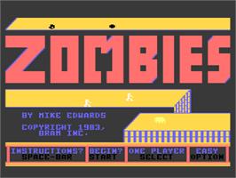 Title screen of Zombies on the Atari 8-bit.