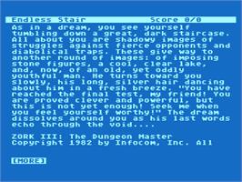 Title screen of Zork III: The Dungeon Master on the Atari 8-bit.