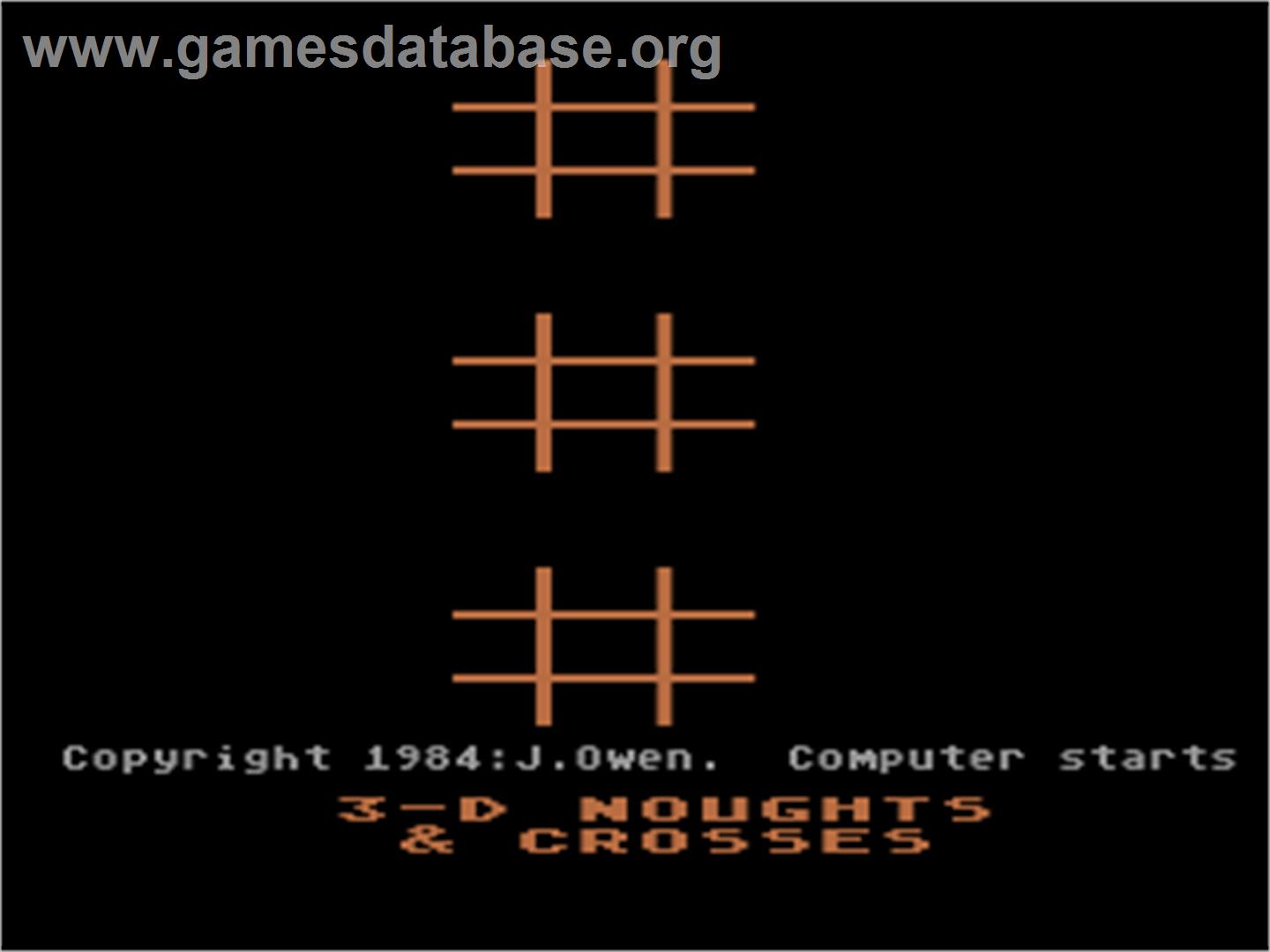 3-d Noughts And Crosses - Atari 8-bit - Artwork - Title Screen
