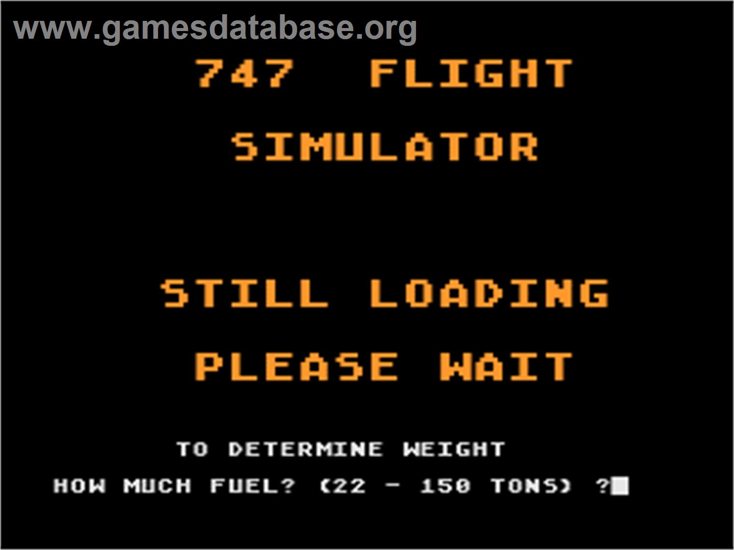 747 Flight Simulator - Atari 8-bit - Artwork - Title Screen