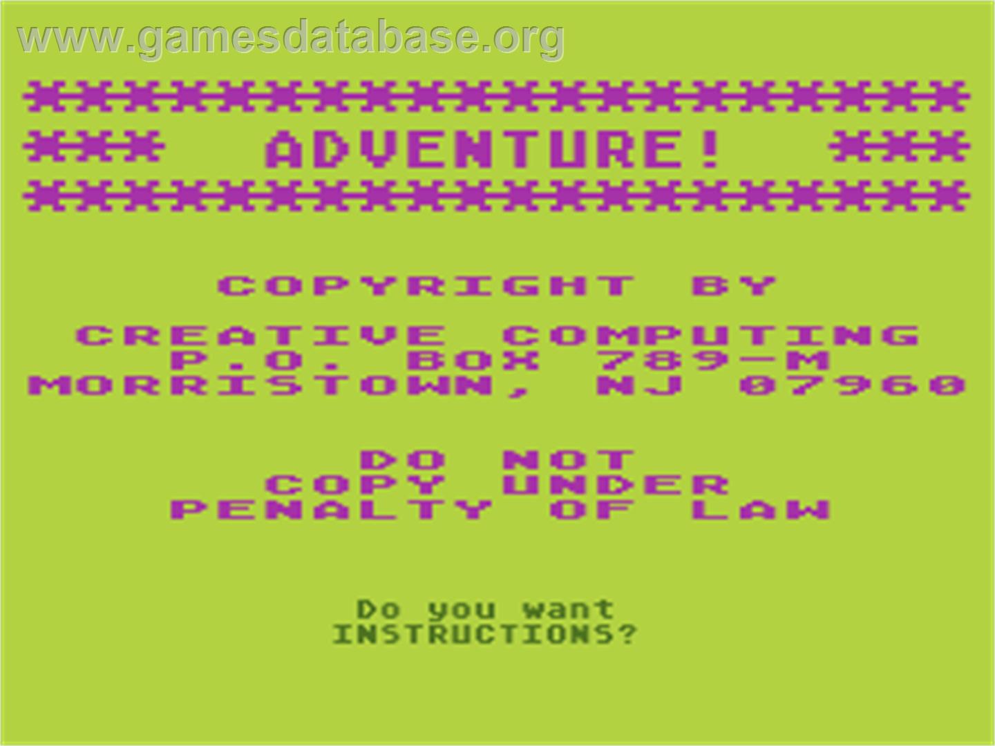 Adventure Land - Atari 8-bit - Artwork - Title Screen