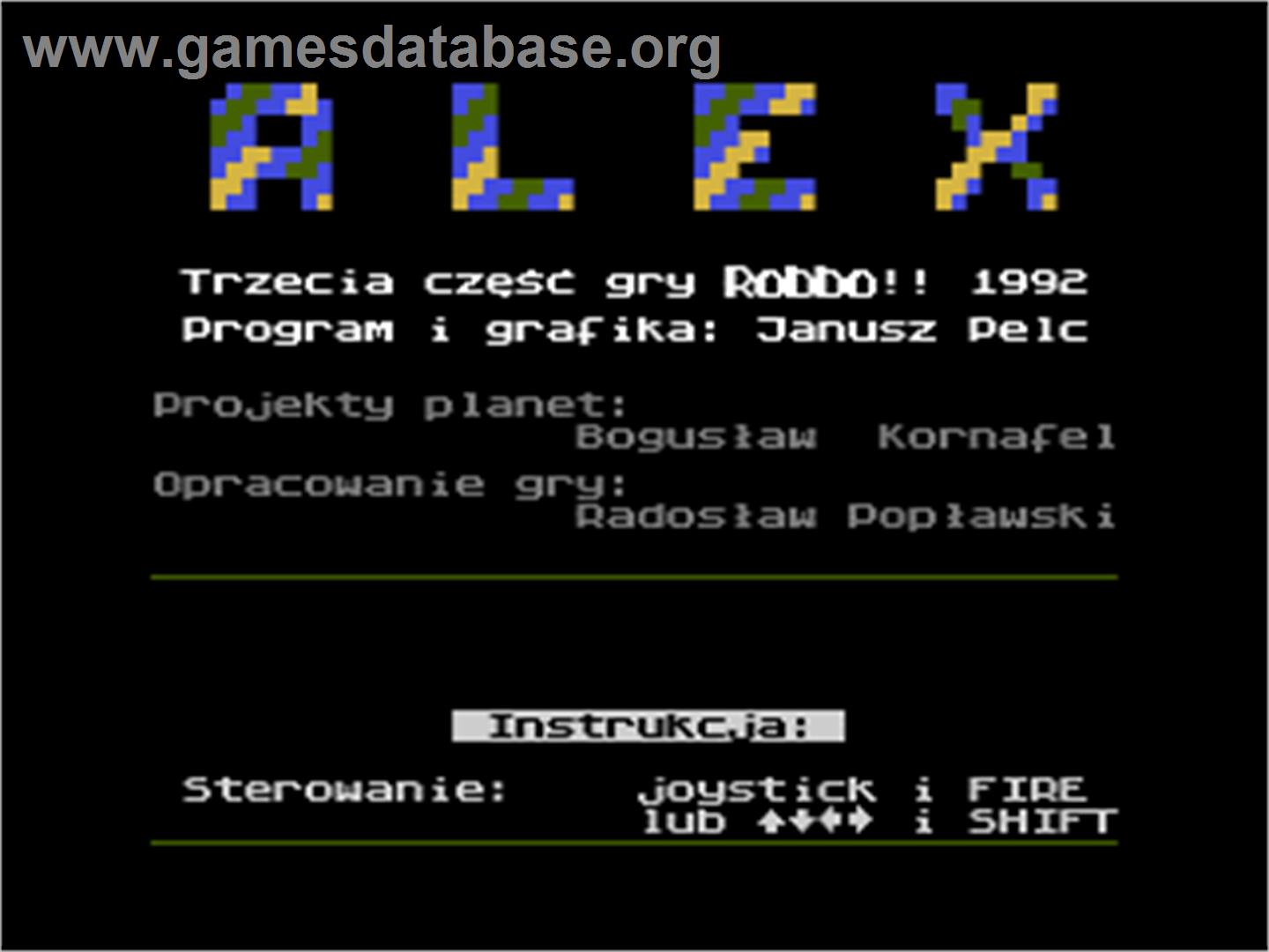 Alex - Atari 8-bit - Artwork - Title Screen