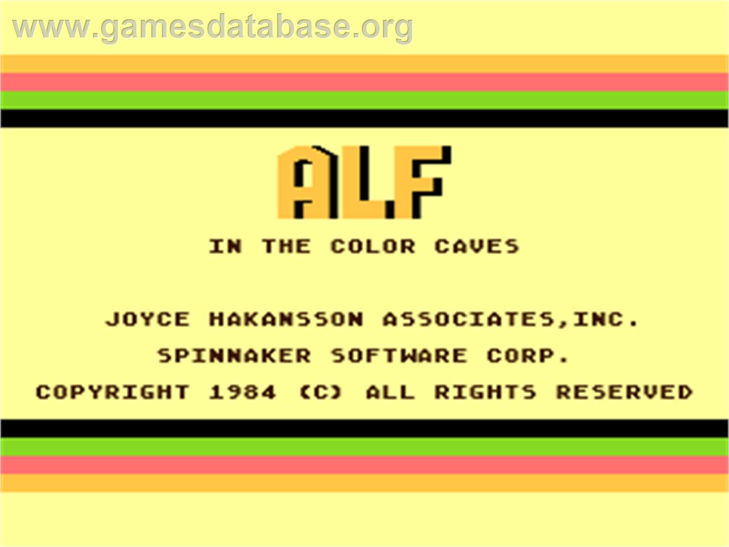 Alf In The Color Caves - Atari 8-bit - Artwork - Title Screen