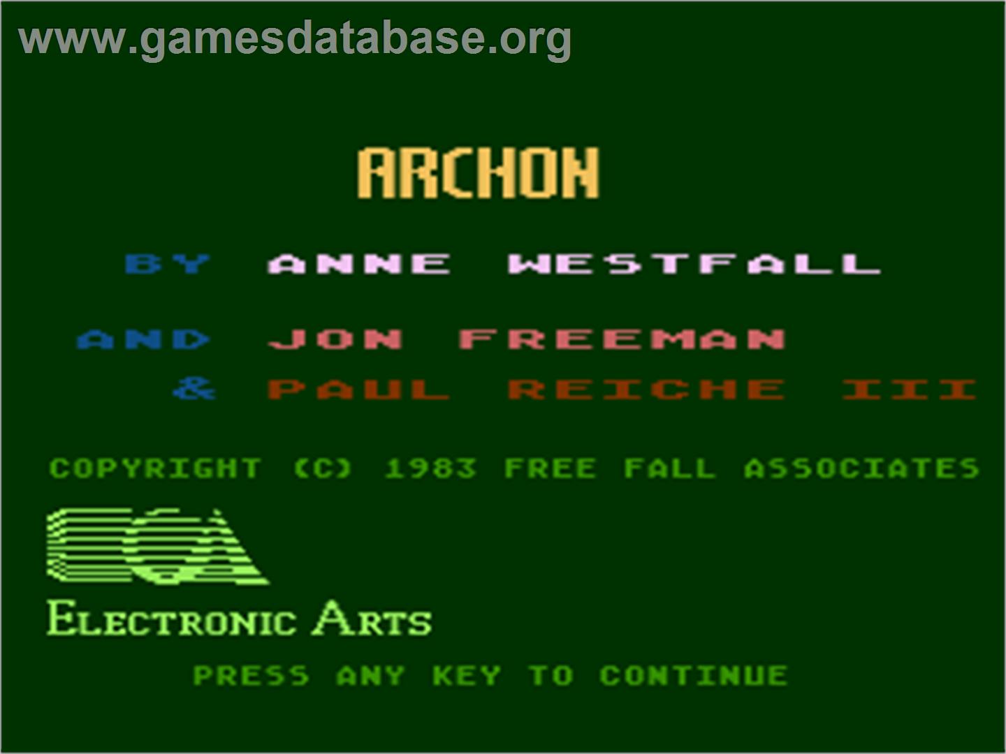 Archon: The Light and the Dark - Atari 8-bit - Artwork - Title Screen