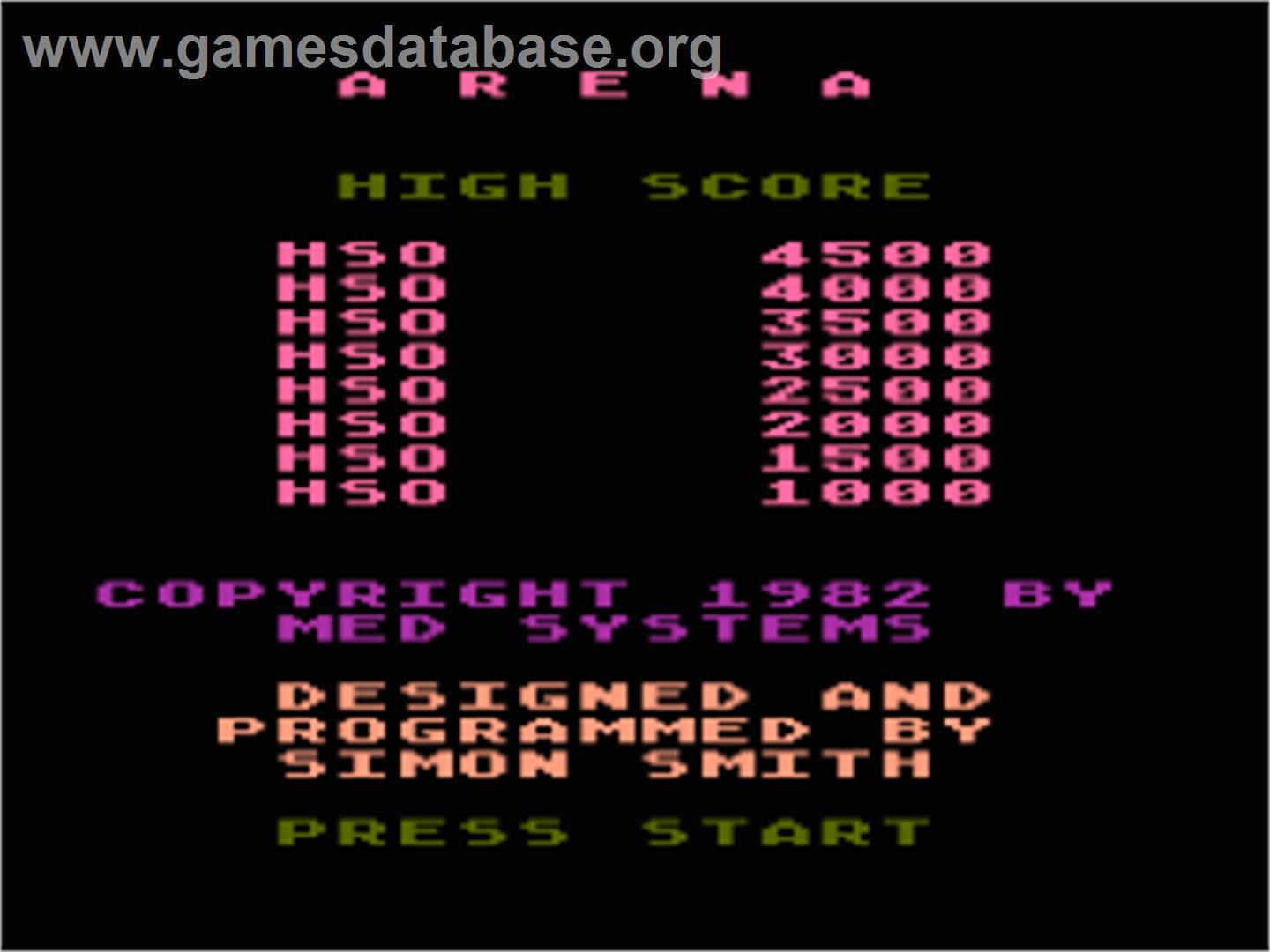 Arena - Atari 8-bit - Artwork - Title Screen
