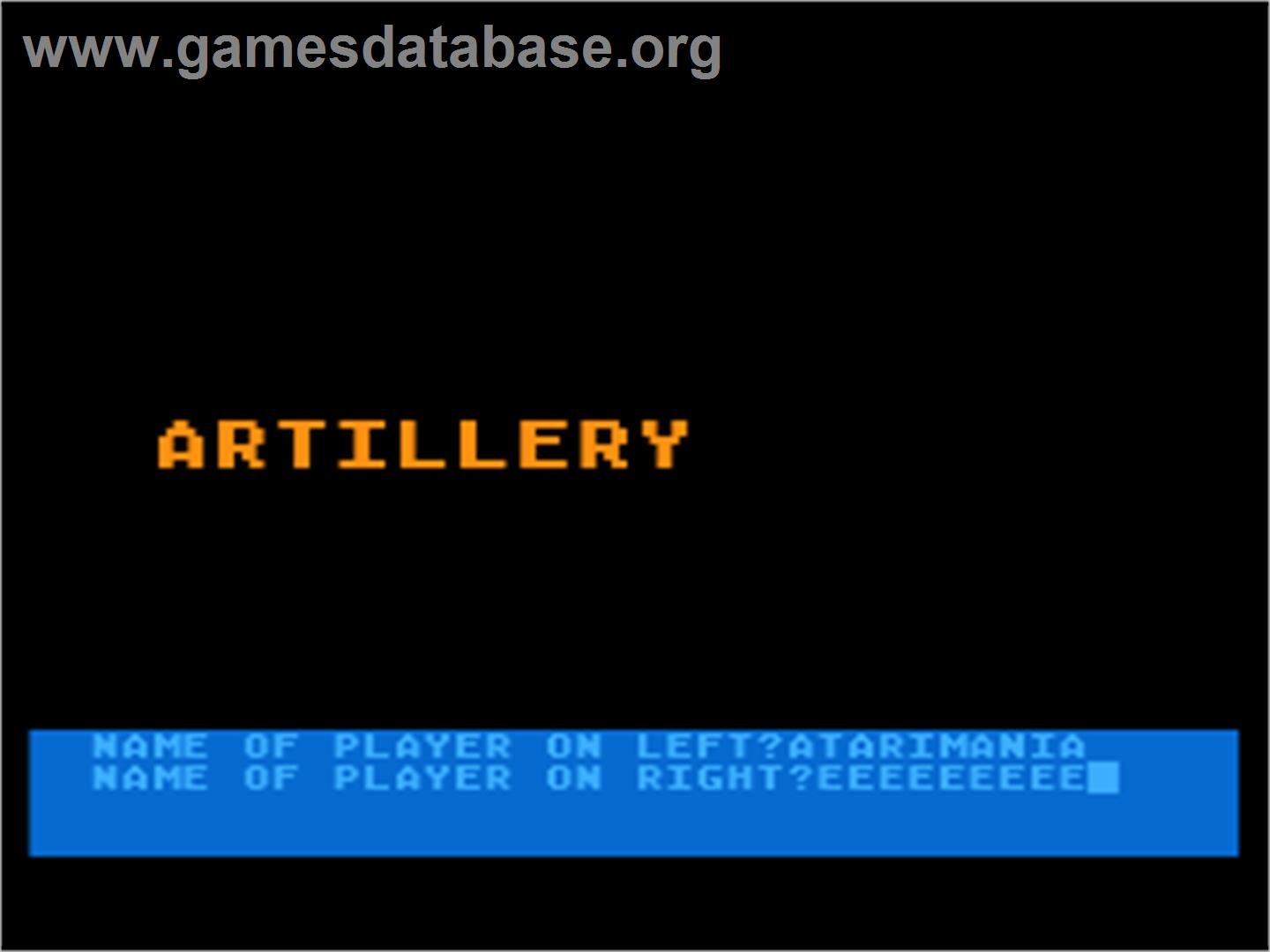 Artillery - Atari 8-bit - Artwork - Title Screen