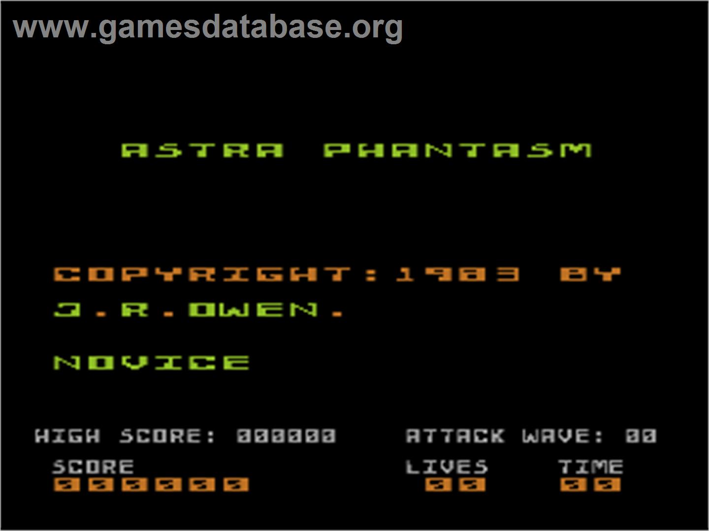 Astra Phantasm - Atari 8-bit - Artwork - Title Screen
