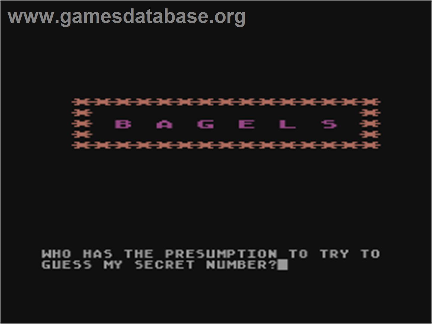Bagels - Atari 8-bit - Artwork - Title Screen