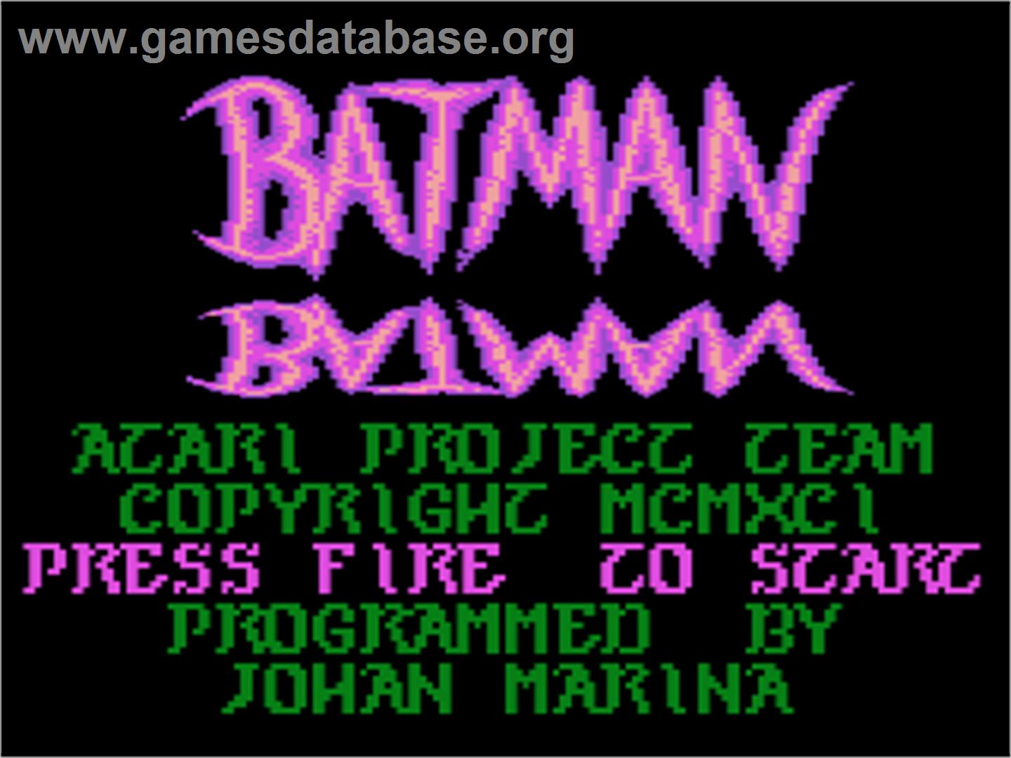 Batman - Atari 8-bit - Artwork - Title Screen