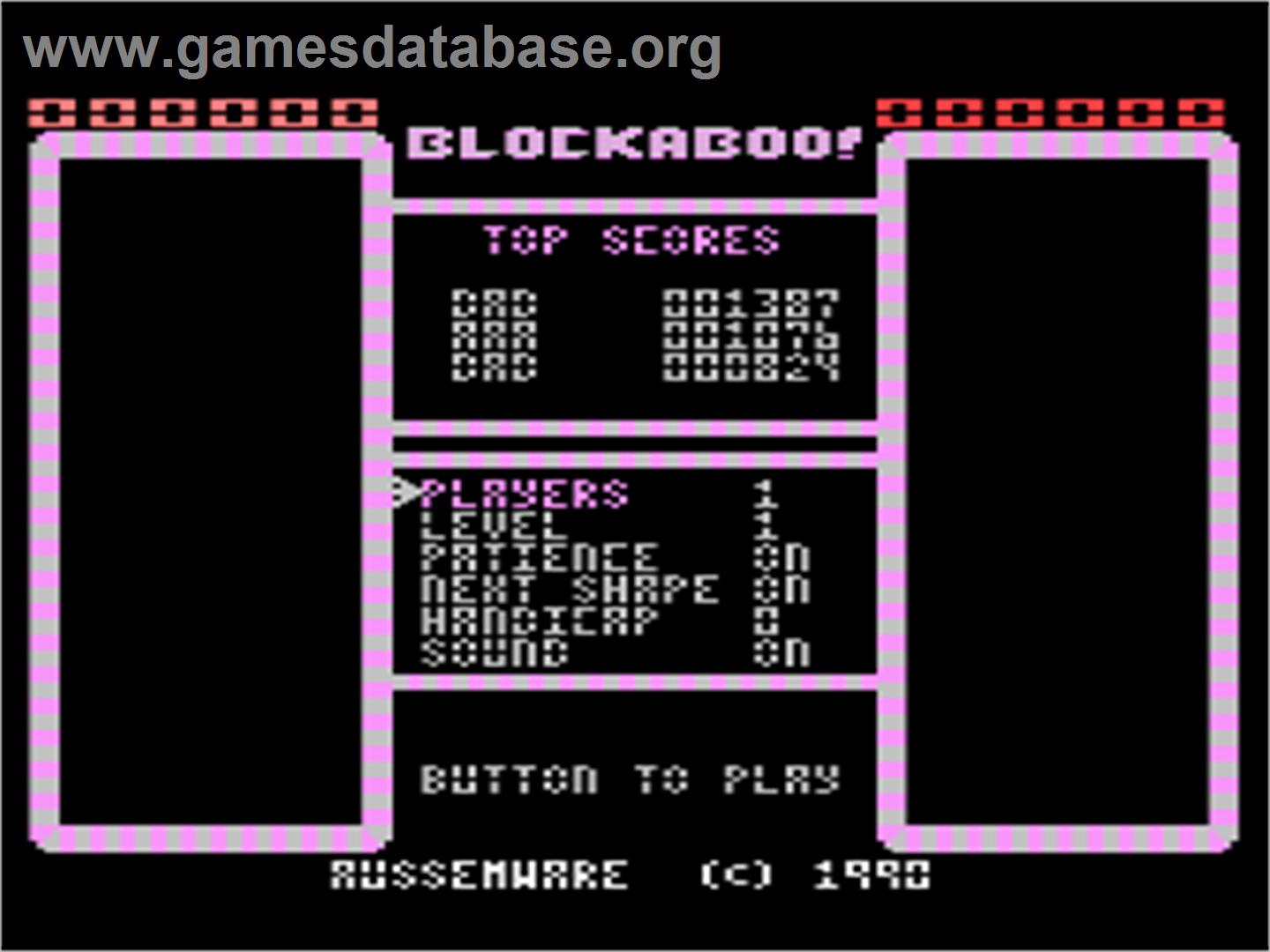 Blockaboo! - Atari 8-bit - Artwork - Title Screen