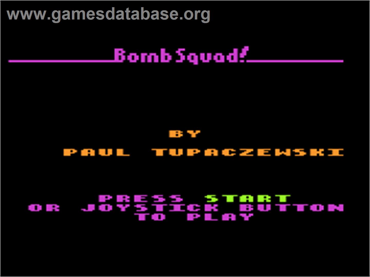 Bomb Squad - Atari 8-bit - Artwork - Title Screen