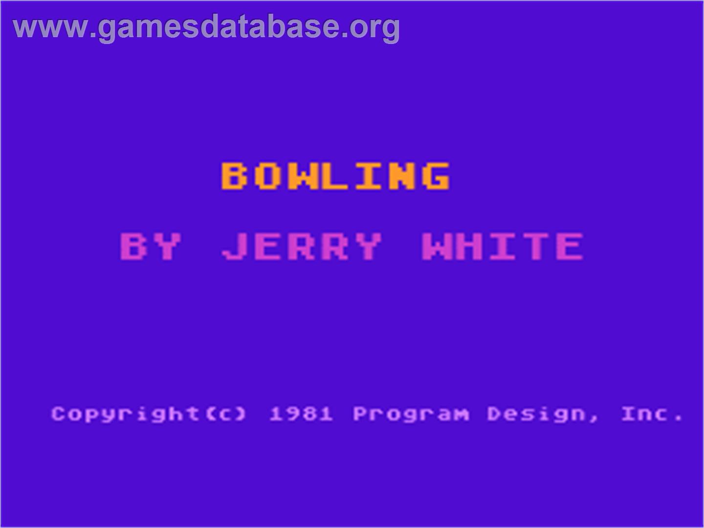 Bowling - Atari 8-bit - Artwork - Title Screen