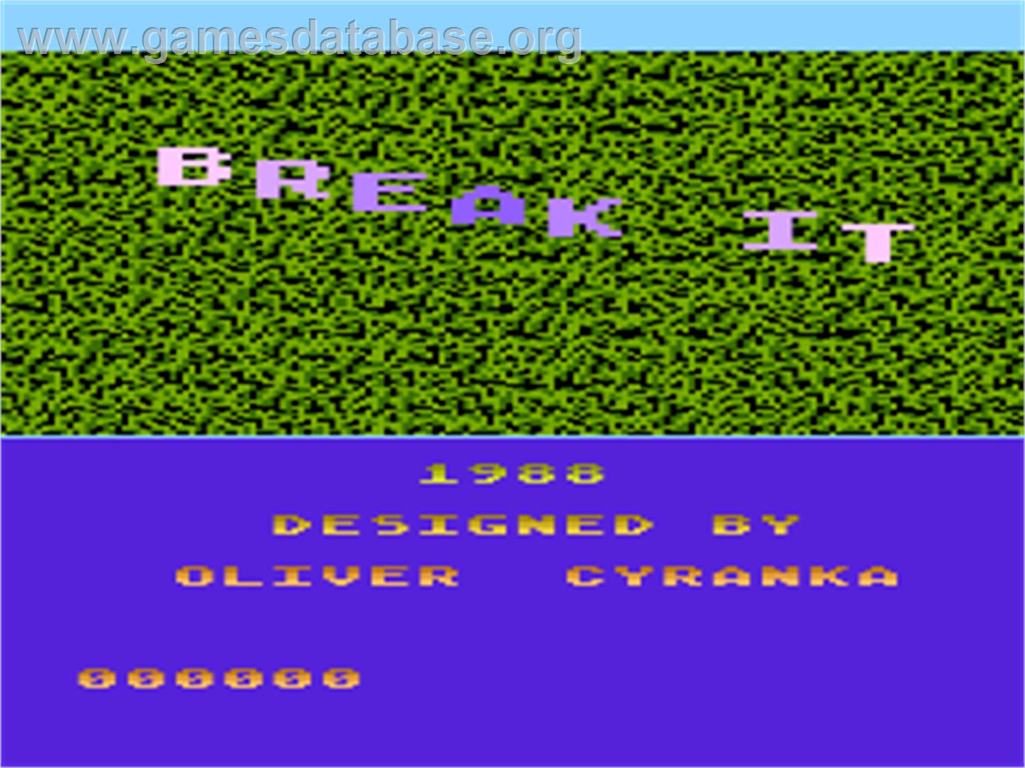Break It - Atari 8-bit - Artwork - Title Screen