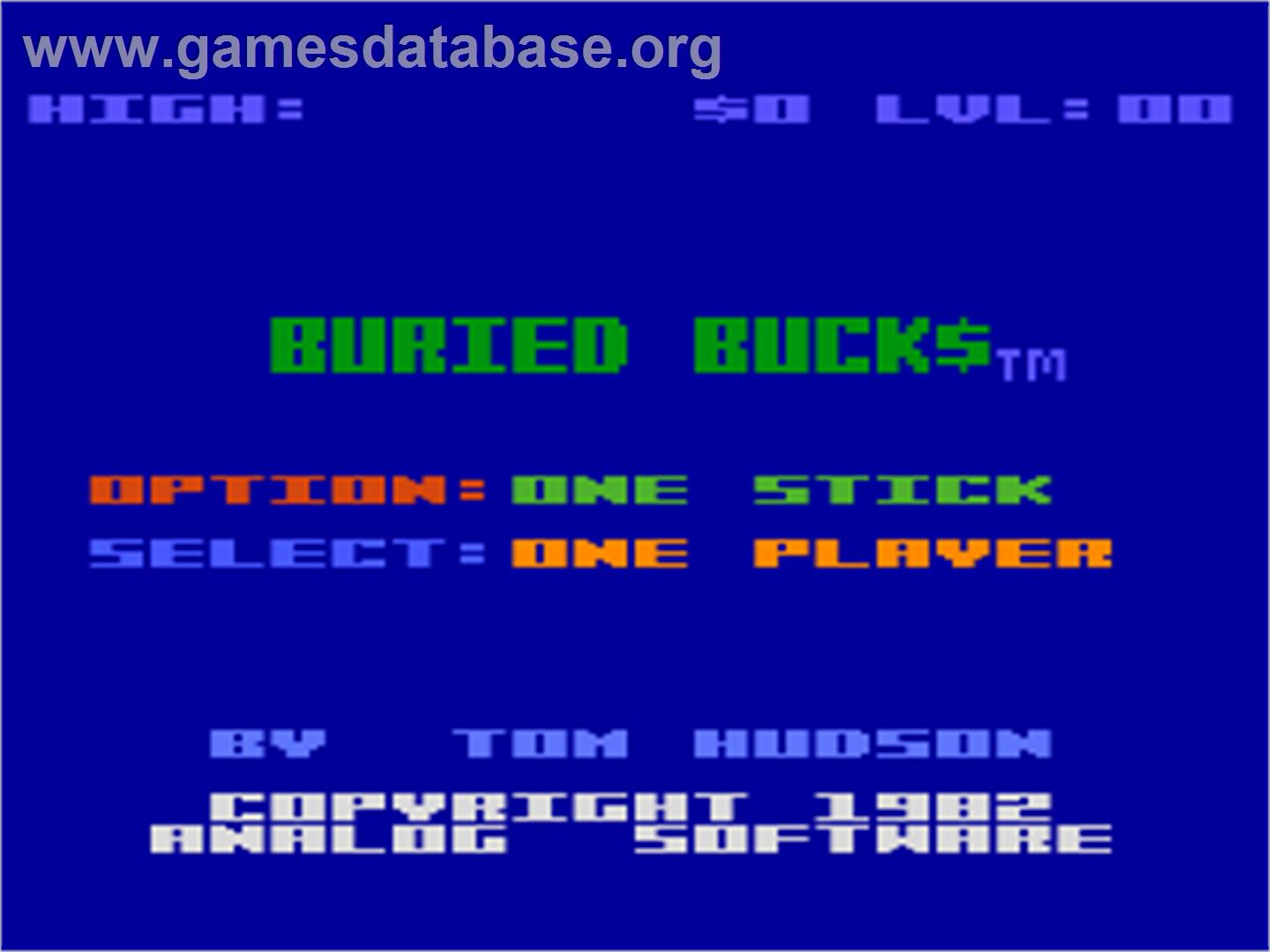 Buried Buck$ - Atari 8-bit - Artwork - Title Screen